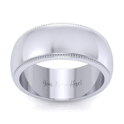 14K White Gold 8MM Milgrain Ladies and Mens Wedding Band, Size 11.5